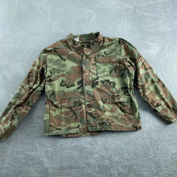 Vintage Kmart Camouflage Jacket L 100% Cotton Duck Button-Down Midweight 2217 - Picture 1 of 7